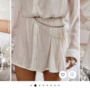 12th Tribe Mimi Pearl and Silver Chain belt